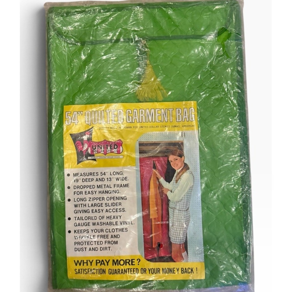 Vintage Action-Lobeco Jumbo Garment Bag 16 Capacity Quilted Green Vinyl 54" New